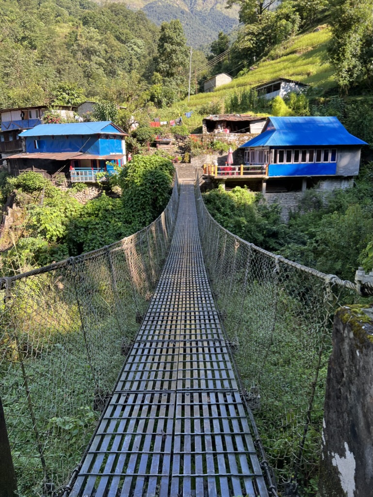 bridge on trek in Nepal